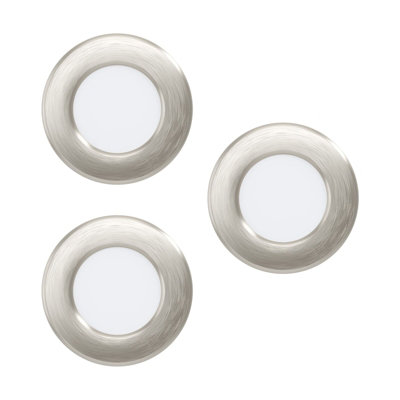 3 Pack Satin Nickel Recessed Ceiling Downlight with Built-in 2.7W LED Lighting