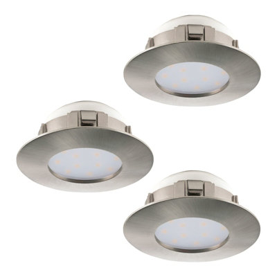 3-Pack Satin Nickel Round Flush Ceiling Downlights with Built-in 6W LED