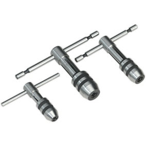 3 Pack - T Handle Tap Wrench Set - 3.9mm to 7mm Metric Threading Spanners