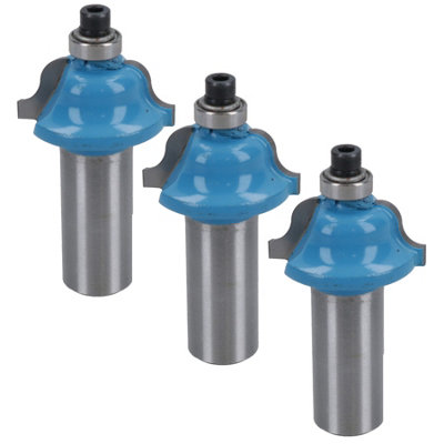 3 Pack TCT Roman Ogee Edging Router Bit 25mm D 4mm Radius Cut Tool 1/2 Shank