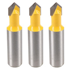 3 Pack TCT V Groover Router Cutter Cutting Bit 9.5mm D 90 Degree 1/2" Shank
