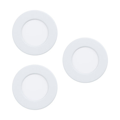 3-Pack White Steel Flush Ceiling Downlights with Built-in 2.7W LED - 3000K Warm Light