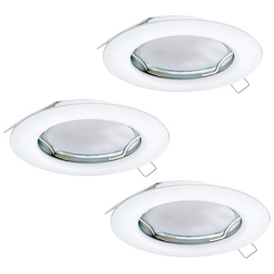 3 Pack White Steel Recessed Ceiling Downlights with 3W GU10 Bulbs