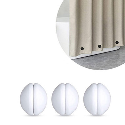 3 Pairs Shower Curtain Strong Magnetic Silicone White