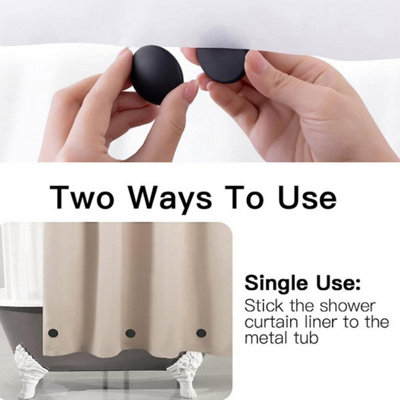 3 Pairs Shower Curtain Strong Magnetic Silicone White - 3