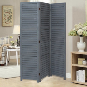 3 Panel Grey Wooden Folding Wall Privacy Screen Protector Room Divider Indoor H 170cm x L 120cm