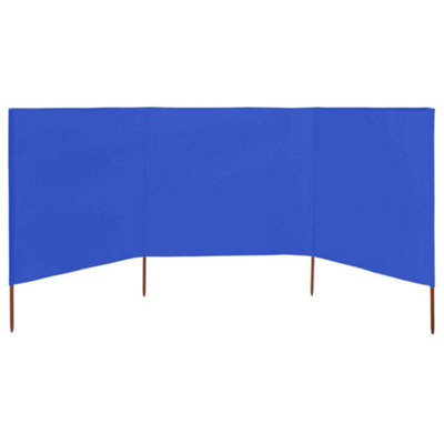 3-panel Wind Screen Fabric 400x120 cm Azure Blue