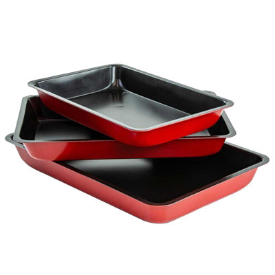 3 Pc Non Stick Baking Roasting Cooking Tray Set