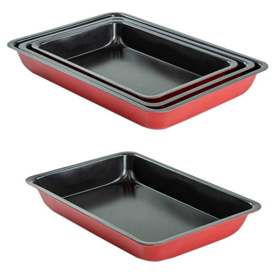 3 Pc Non Stick Baking Roasting Cooking Tray Set