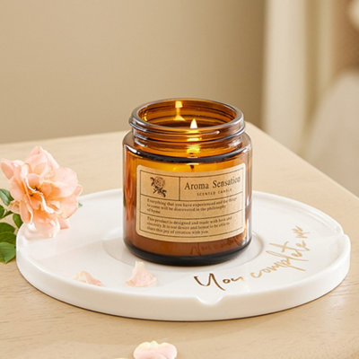 3 Pcs Eco-Friendly Fragrant Soy Wax Candles in Tan Glass Jars