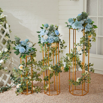 3 Pcs Gold Tall Metal Floor Vase Flower Stand Wedding Centrepieces