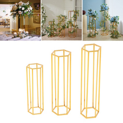 3 Pcs Gold Tall Metal Floor Vase Flower Stand Wedding Centrepieces