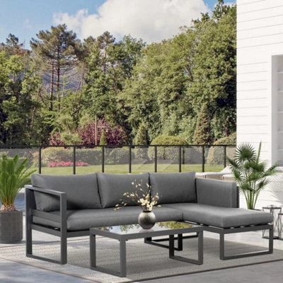 Garden Corner Sofa Aluminium Frame Garden Sofa PCs L-shape - Main Image