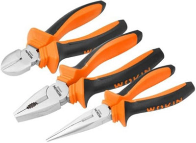 3 Pcs Plier Set with Soft Grip Handles, Combination, Heavy Duty