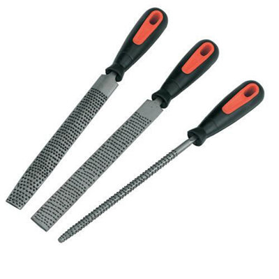3 Piece 200mm Rasps Set Flat Half Round Round Hardened Blades