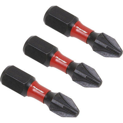 3 Piece 25mm Pozi Head Number 2 Impact Power Tool Bit Set - S2 Steel Drill Bits