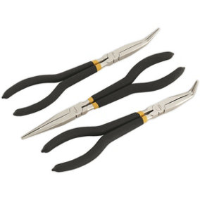 3 Piece 280mm Needle Nose Pliers Set - Straight & Angled Nose - Foam Grip