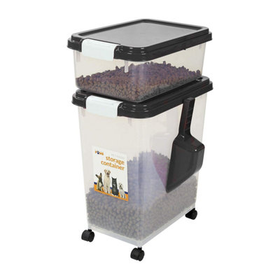 3-Piece Airtight Animal Food Storage Containers with Casters for Easy Mobility and Large Capacity