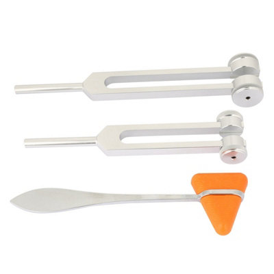 3-Piece Aluminum Alloy Neurological Tuning Fork&Percussion Hammer Set(128Hz&256Hz)