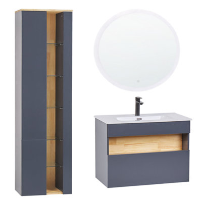 3 Piece Bathroom Furniture Set Grey FIGUERES DIY at B Q