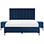 3 Piece Bedroom Set Velvet EU King Size Blue SEZANNE