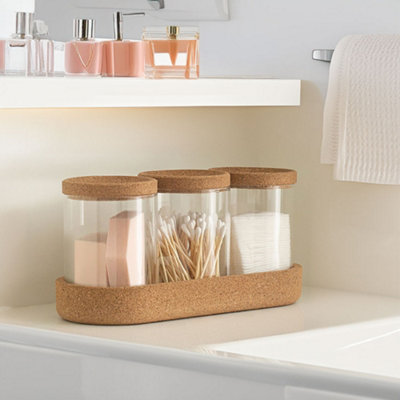 3-Piece Borosilicate Glass Storage Jar Set with Cork Lids