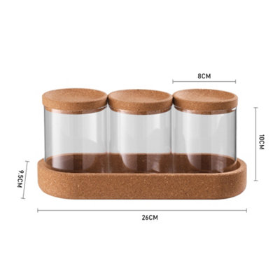 3-Piece Borosilicate Glass Storage Jar Set with Cork Lids