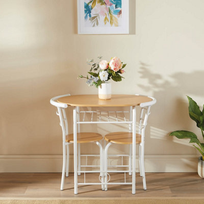 3 Piece Compact Dining Room Chair and Table Set - Space-Saving ...