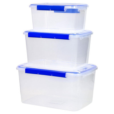 3 Piece Extra Large Food Storage Containers BPA Free Plastic with Snap ...