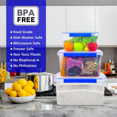 3 Piece Extra Large Food Storage Containers BPA Free Plastic with Snap ...