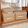 3 Piece Flatpack Storage Set - Space Saving Collapsible Foldable Polypropylene Boxes with Piped Edging & Label Window