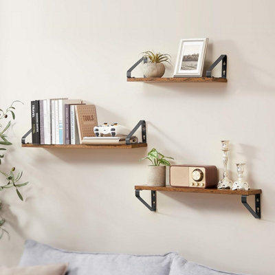 3-Piece Floating Shelf Set, Wall Mounted Display Shelves, Kitchen ...