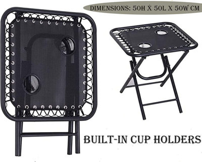 3-Piece Folding Garden Chair Set with Table - Zero Gravity Reclining Sun Loungers, Outdoor Adjustable Portable Recliners