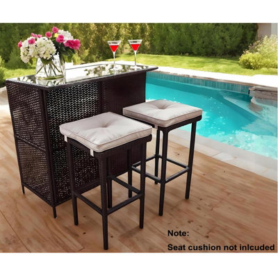 Wicker Deck Bar Table And Chairs Piece Patio Wicker Garden Bar Set