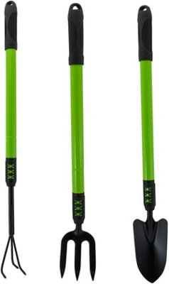 3 Piece Garden Telescopic Hand Trowel Fork & Cultivator Gardening Soil Tools Set