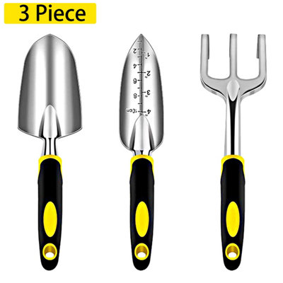 3 Piece Gardening Tools Set Aluminium Garden Kit Trowel Secateurs Fork Weeder