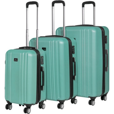 3 Piece Lightweight Teal ABS Luggage Set with Spinner Wheels Travel Cases 20 24 28 Inches