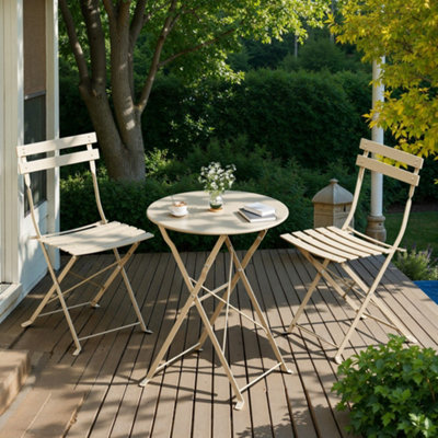 3-Piece Outdoor Bistro Set, Folding Patio Furniture Set with Table and ...