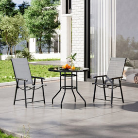 3 Piece Outdoor Black Garden Furniture Set Dining Set Umbrella Table and Folding Chairs for Garden Patio Lounge Balcony H 80 cm