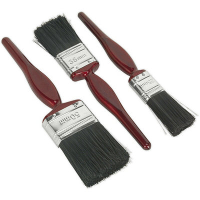 3 Piece Pure Bristle Paint Brush Set Square Cut Ends 25mm 38mm 50mm