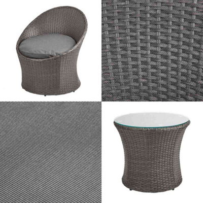 3 Piece Rattan Bistro Garden Egg Set - Charcoal - 3