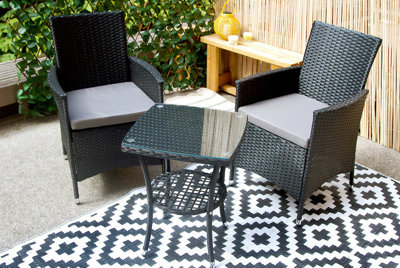 3-Piece Rattan Bistro Set - Grey