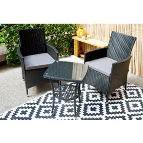 3-Piece Rattan Bistro Set - Grey