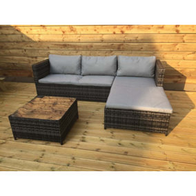 3 Piece Rattan Garden Furniture Sofa Set with Coffee Table