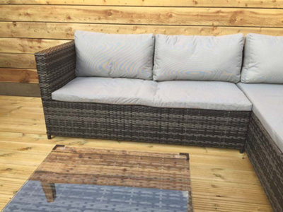3 Piece Rattan Garden Furniture Sofa Set with Coffee Table