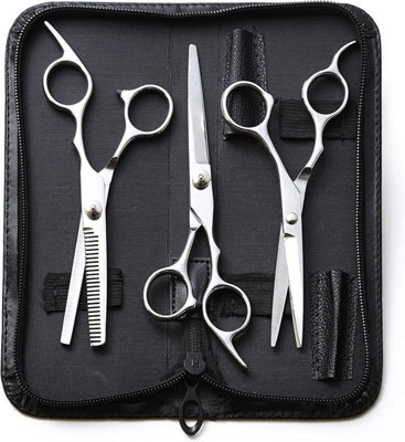 3 Piece Scissor Set - Professional Standard Hairdressing Barber Durable Stainless Steel Scissors & Storage Case