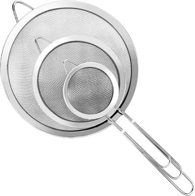 3 piece set of ultra fine mesh filters with handles, small, medium and ...