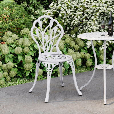 3 Piece Tulip Cast Aluminium Patio Bistro Set Table & 2 Chairs