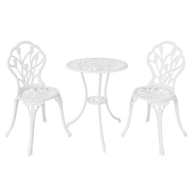 3 Piece Tulip Cast Aluminium Patio Bistro Set Table & 2 Chairs - 3