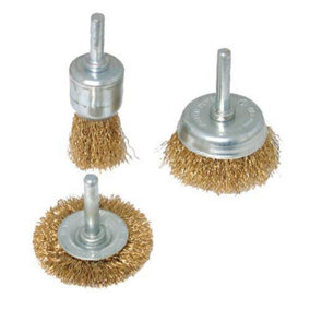 3 Piece Wire Wheel & Cup Brush Set 6mm Shank Cup & End Brushes Wheel Drill